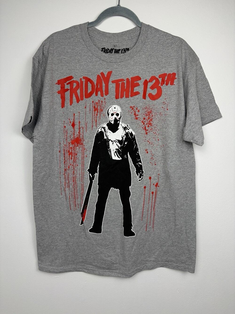 Friday the 13th Jason Voorhees T Shirt Large Gray Horror Movie Graphic Tee